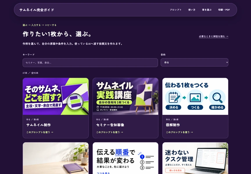 サムネイル完全ガイド/サイト実画面